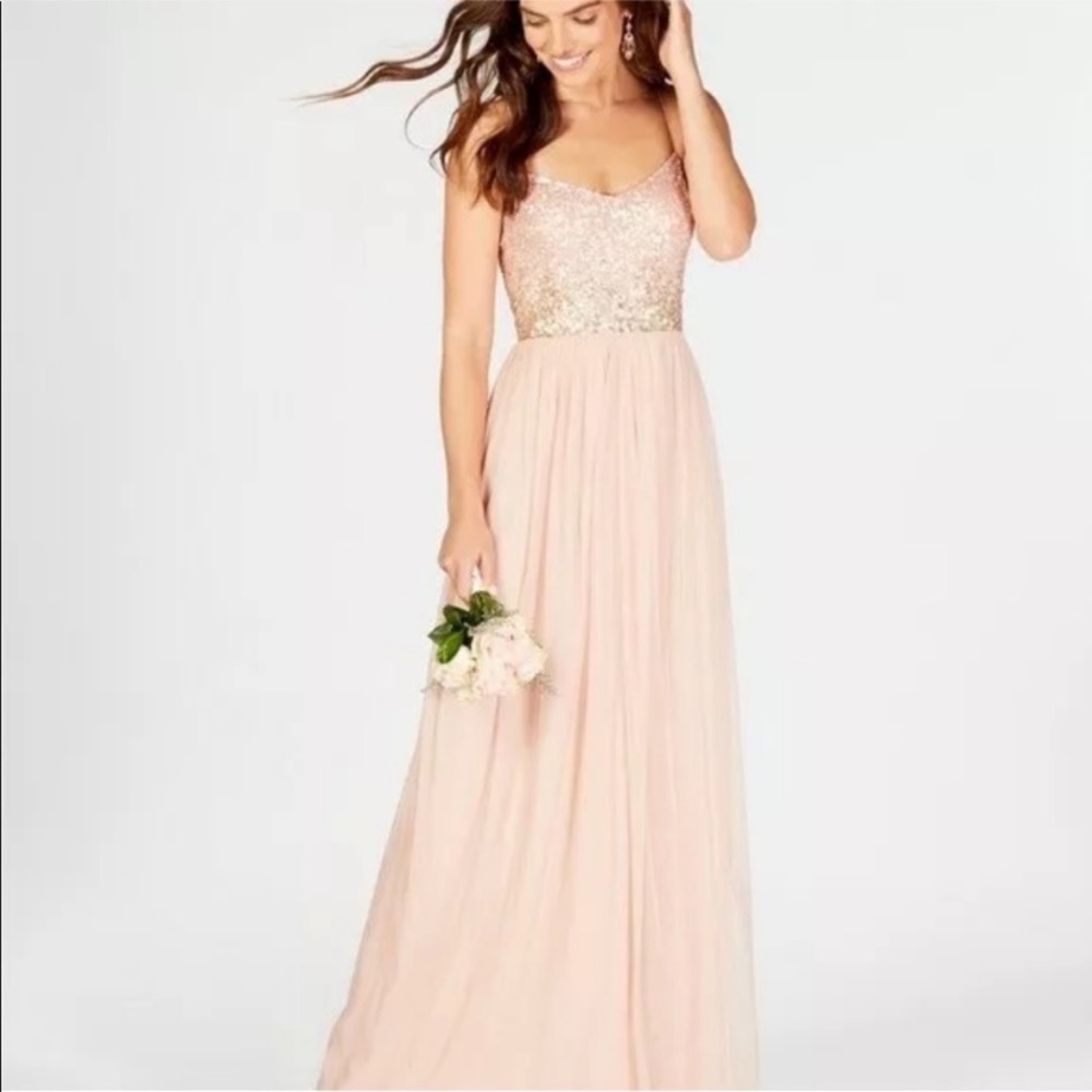 Adrianna Papell Blush Sequin Tulle Formal Dress